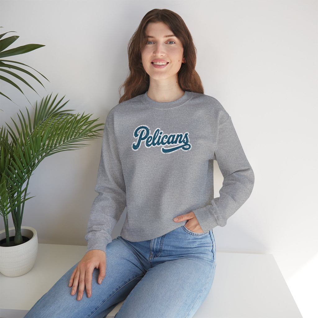 Pelicans Script Gildan Adult Crewneck Sweatshirt