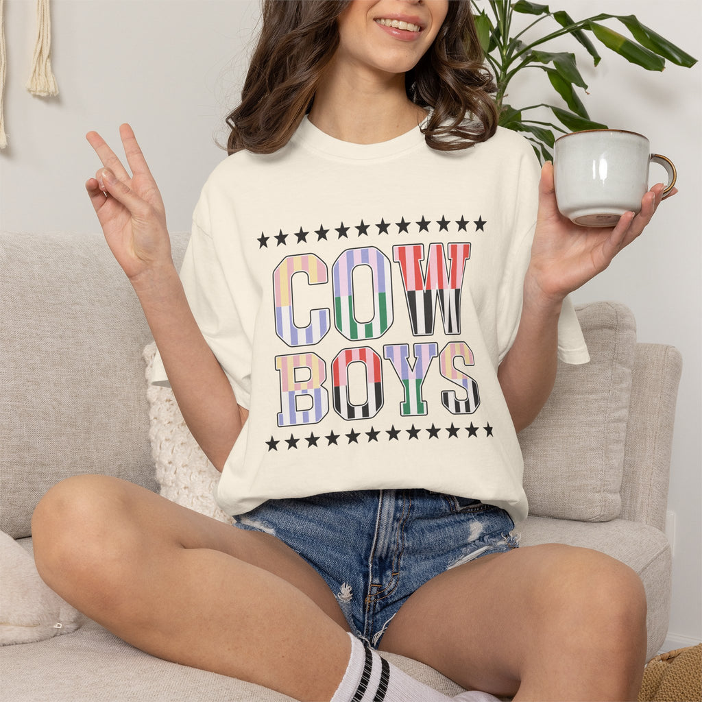 Cowboys Graphic T-Shirt — Vintage Western Stripe Design