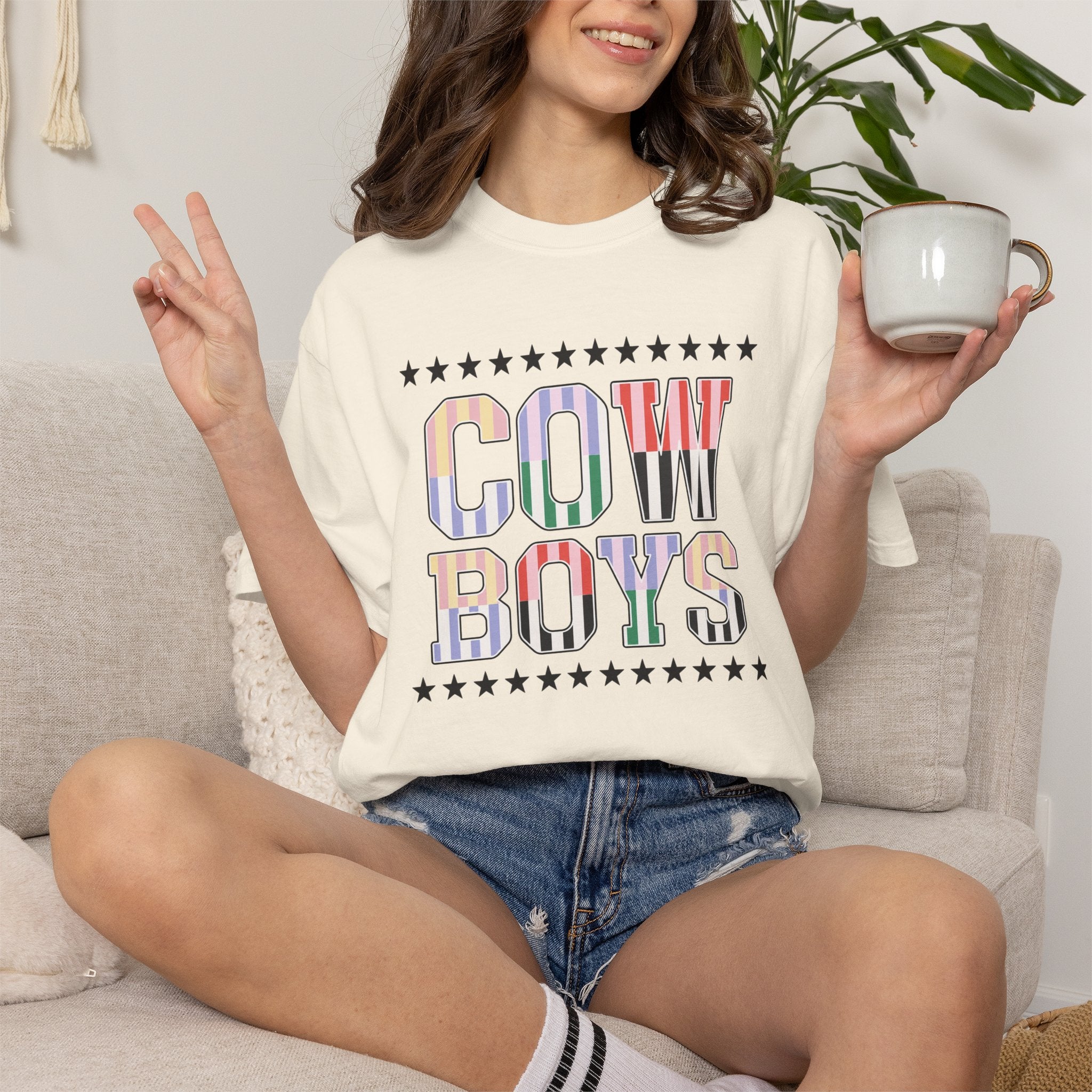 Cowboys Graphic T-Shirt — Vintage Western Stripe Design