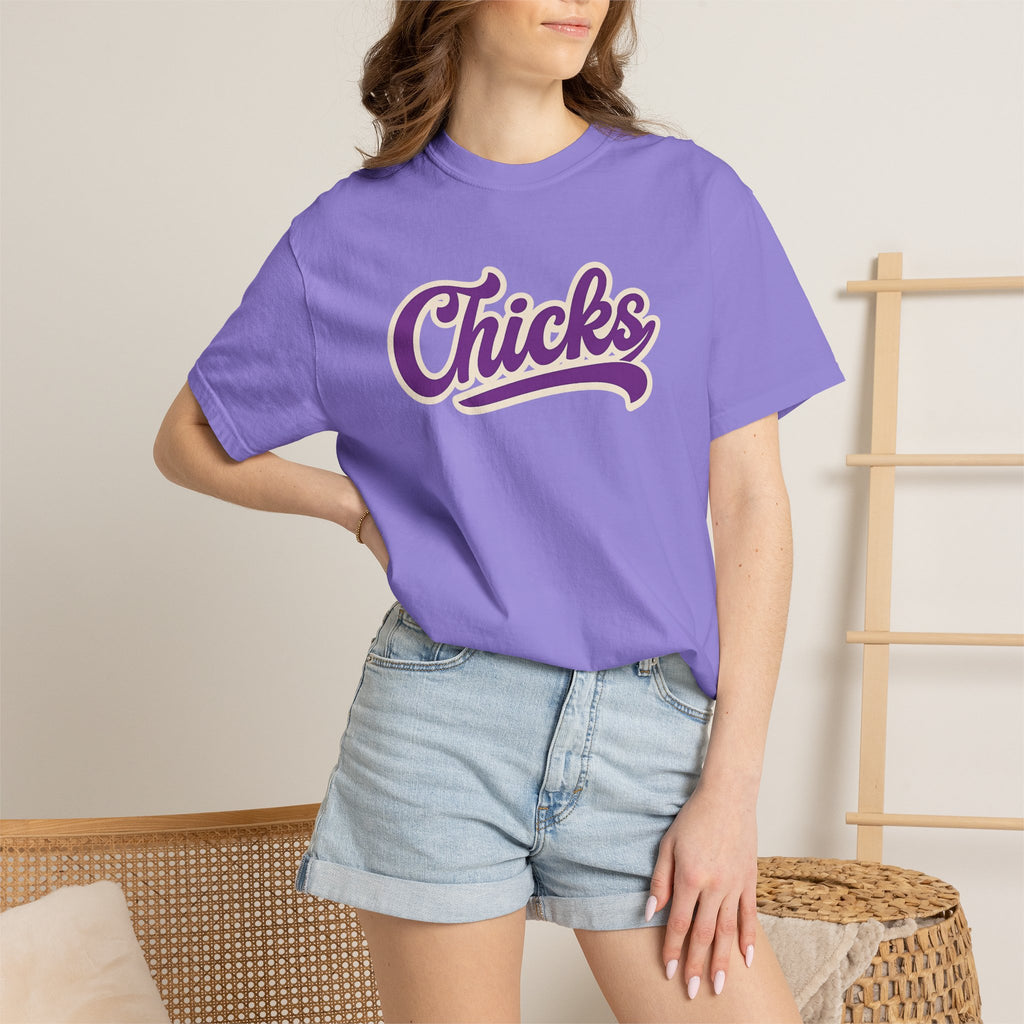 Chicks Script T‑Shirt — Vintage Baseball Style Logo Tee