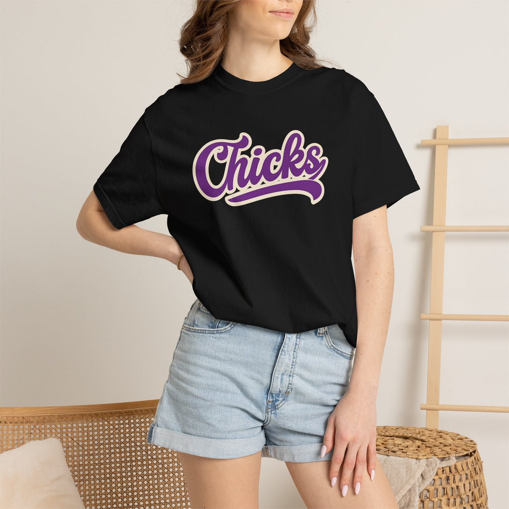Chicks Script T‑Shirt — Vintage Baseball Style Logo Tee