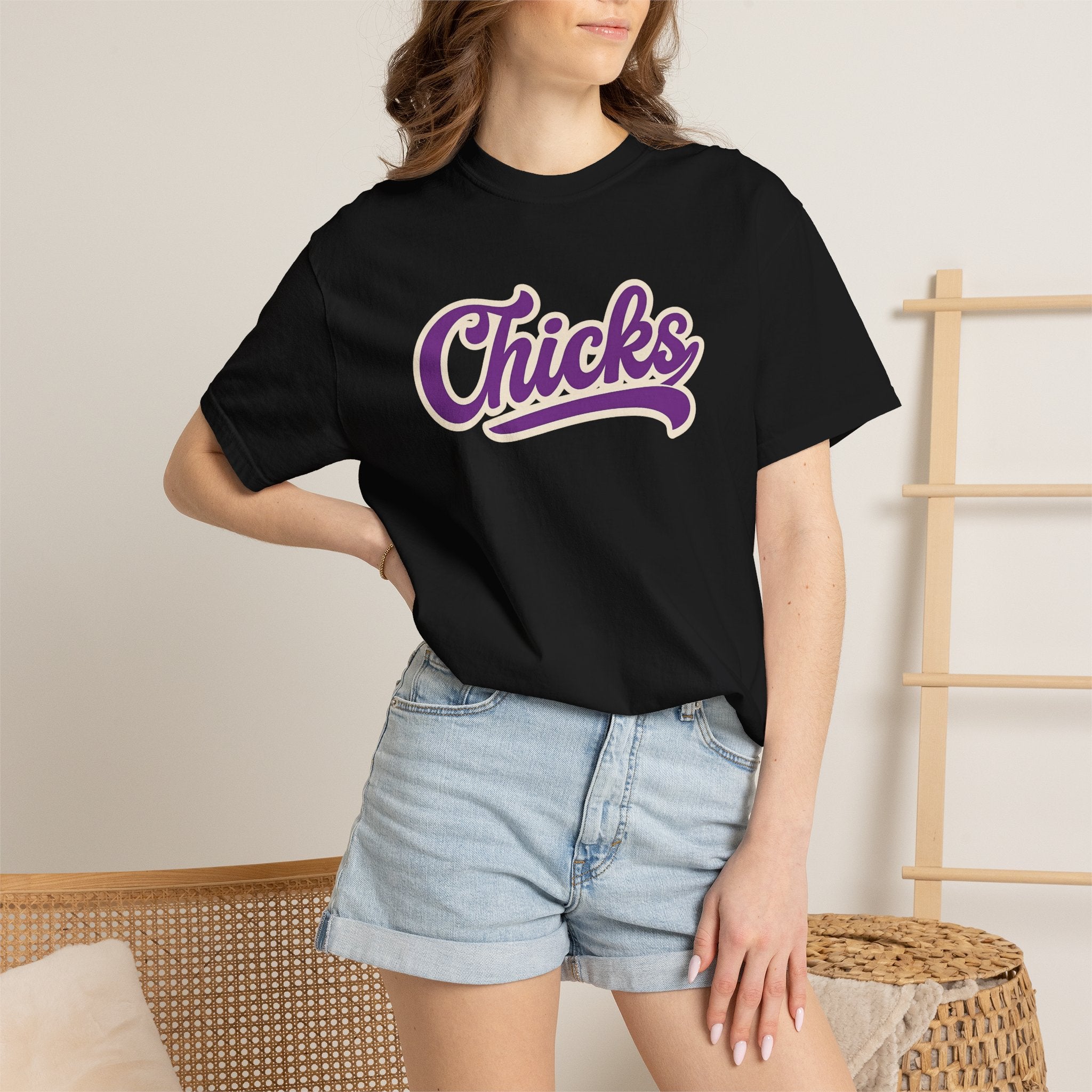 Chicks Script T‑Shirt — Vintage Baseball Style Logo Tee