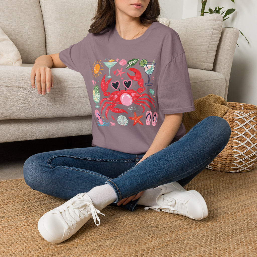 Crabby Cocktail Beach T-Shirt — Cute Summer Crab Graphic Tee