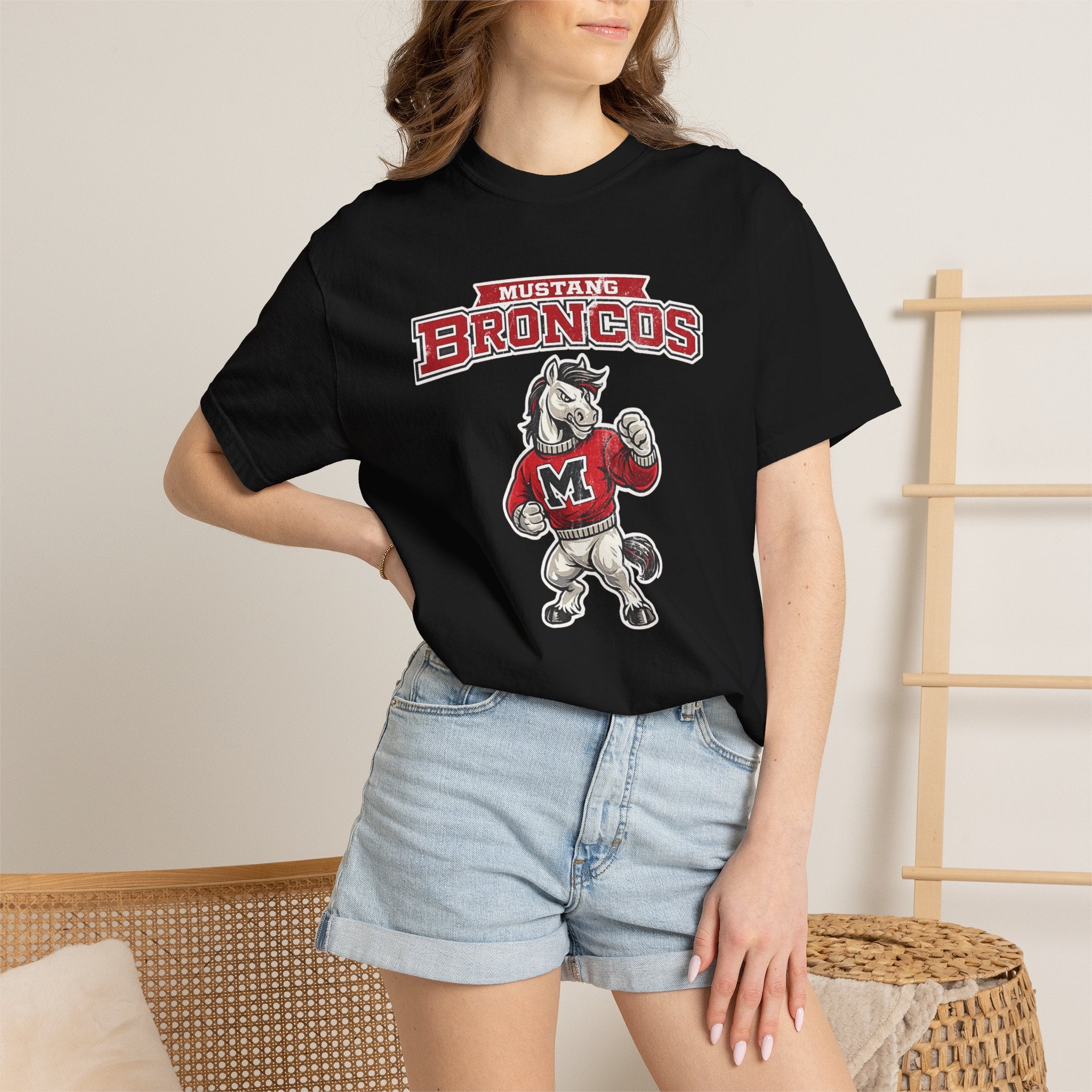 Mustang Broncos Mascot T-Shirt – Retro School Spirit Tee