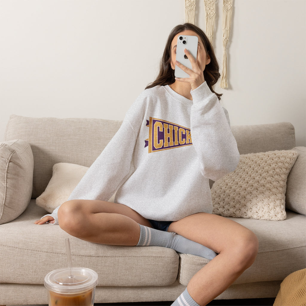 Chicks Vintage Pennant Crewneck Sweatshirt