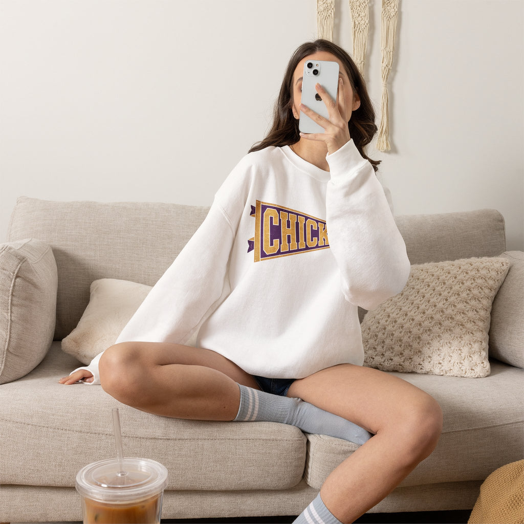 Chicks Vintage Pennant Crewneck Sweatshirt