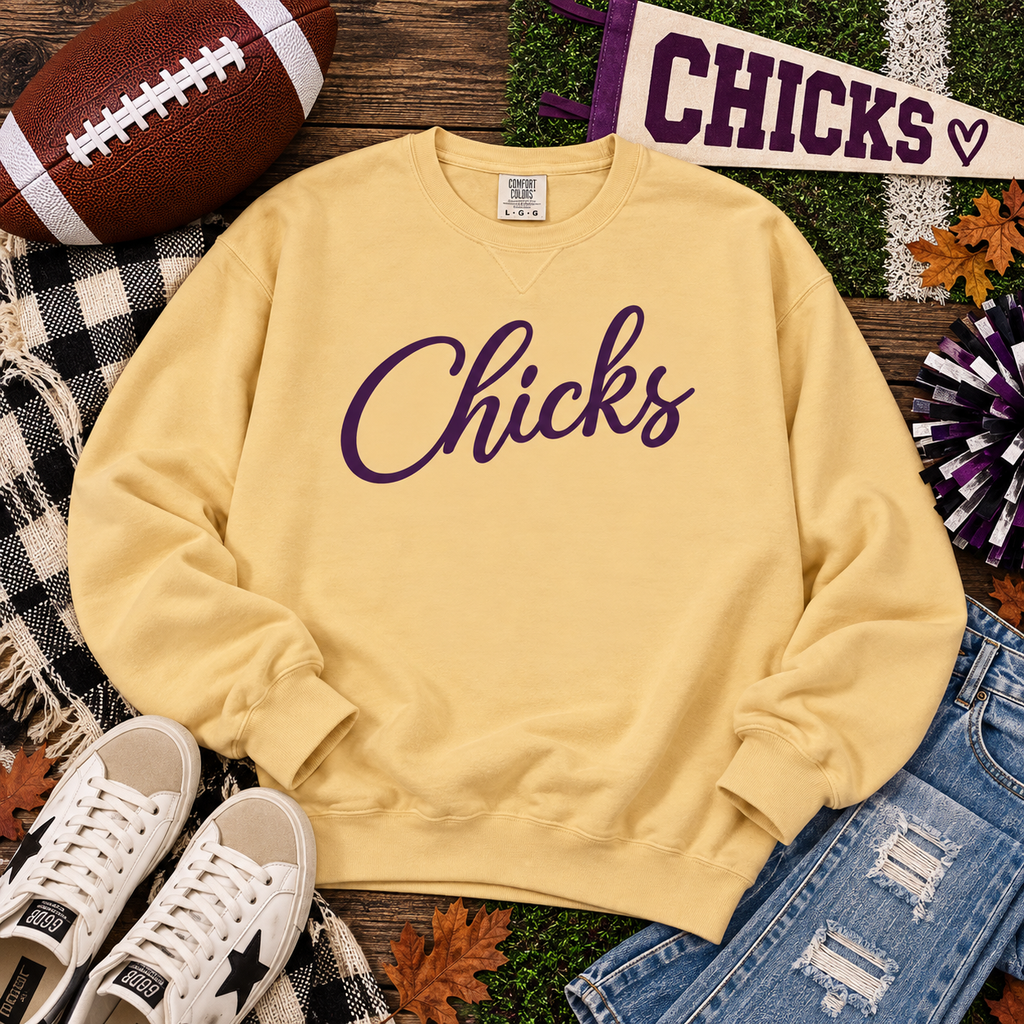 Chicks Script Crewneck Sweatshirt – Feminine Casual Pullover