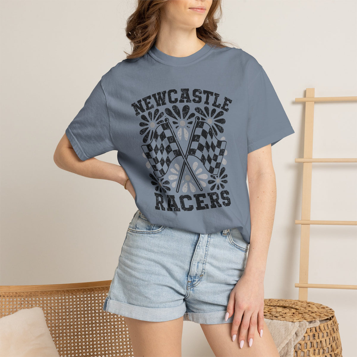 Newcastle Racers T-Shirt — Vintage Checkered Flag Racing Tee