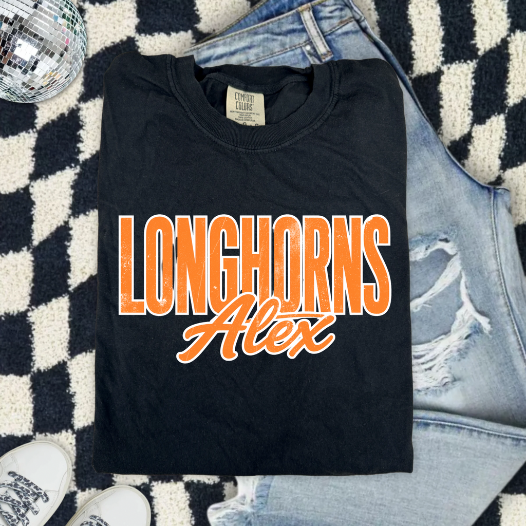 Longhorns Alex T-Shirt — Vintage Script College Football Tee