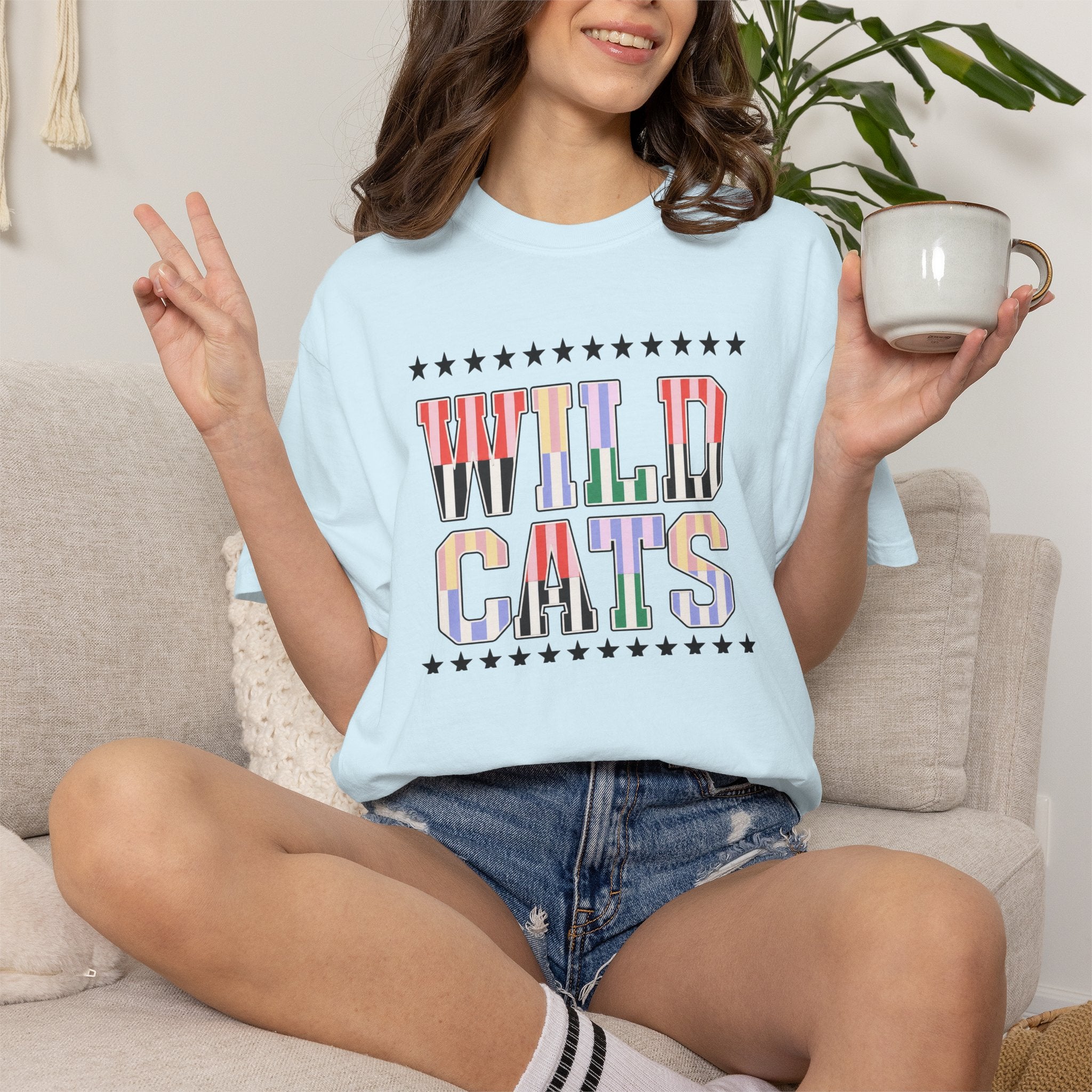 Wild Cats Graphic T-Shirt — Colorful Retro Lettering Tee