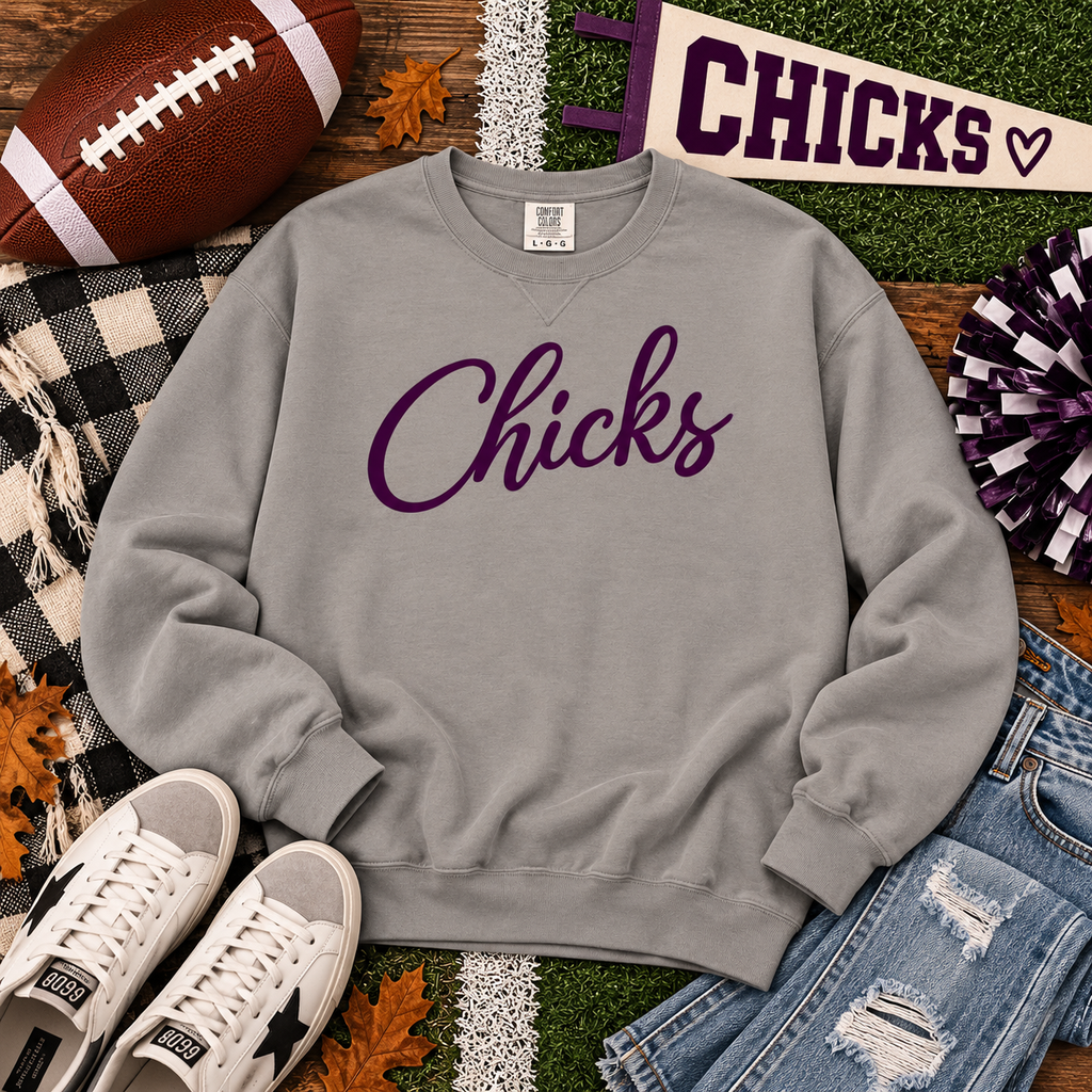 Chicks Script Crewneck Sweatshirt – Feminine Casual Pullover
