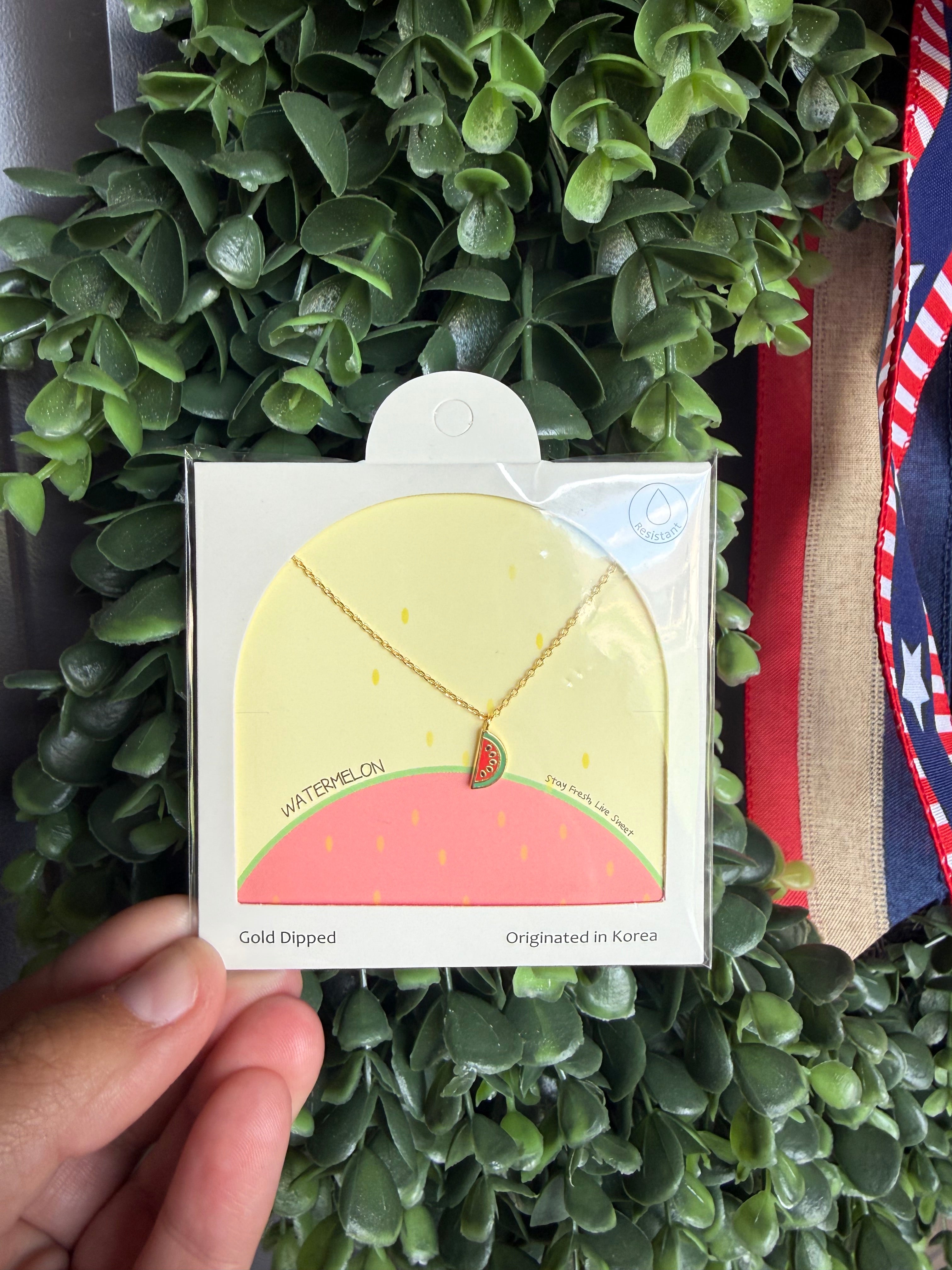 18K Gold Dipped Watermelon Melon Summer Necklace