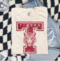 Tigers Letter T-Shirt — Vintage Distressed Tiger Graphic Tee