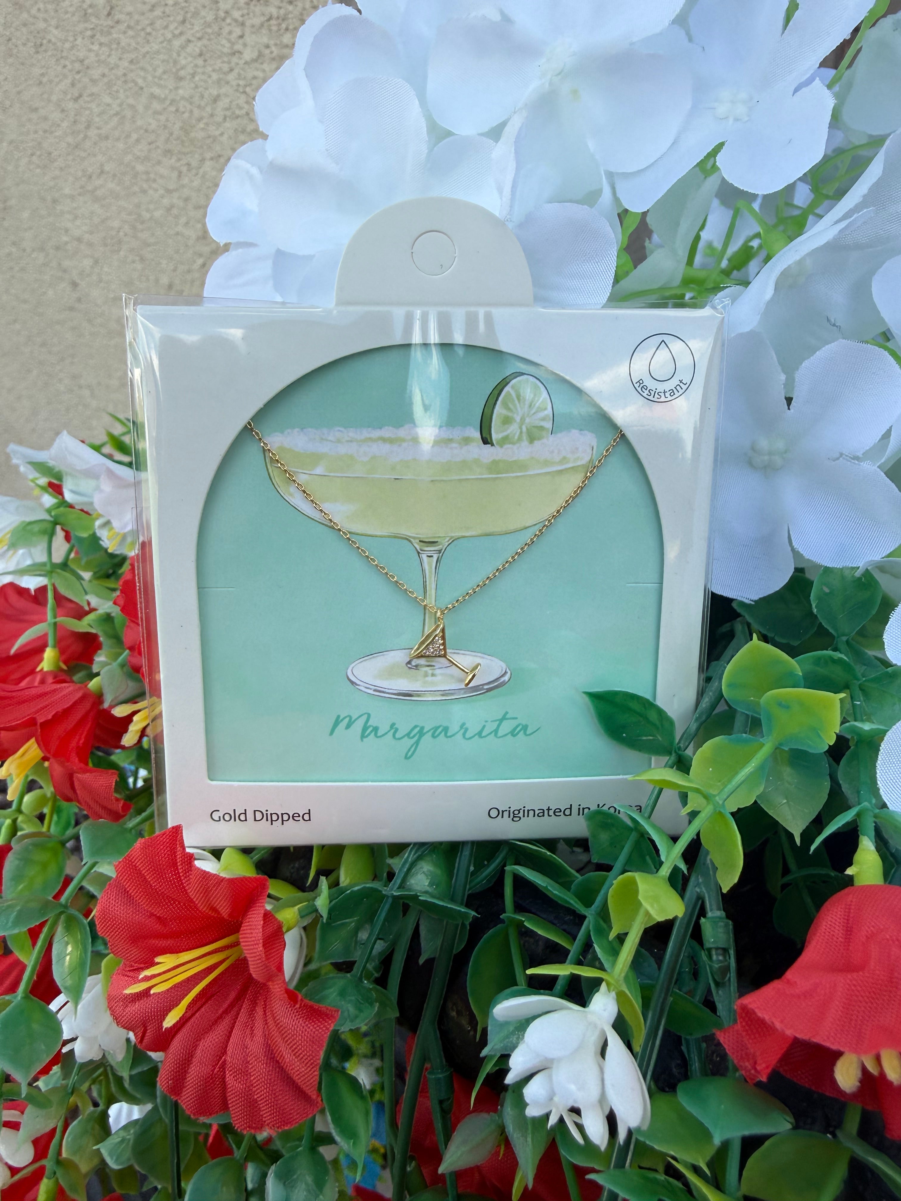 18K Gold Dipped Cocktail Glass Toast Necklace