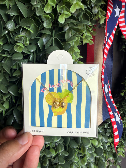 18K Gold Dipped Lemon Fruit Summer Necklace