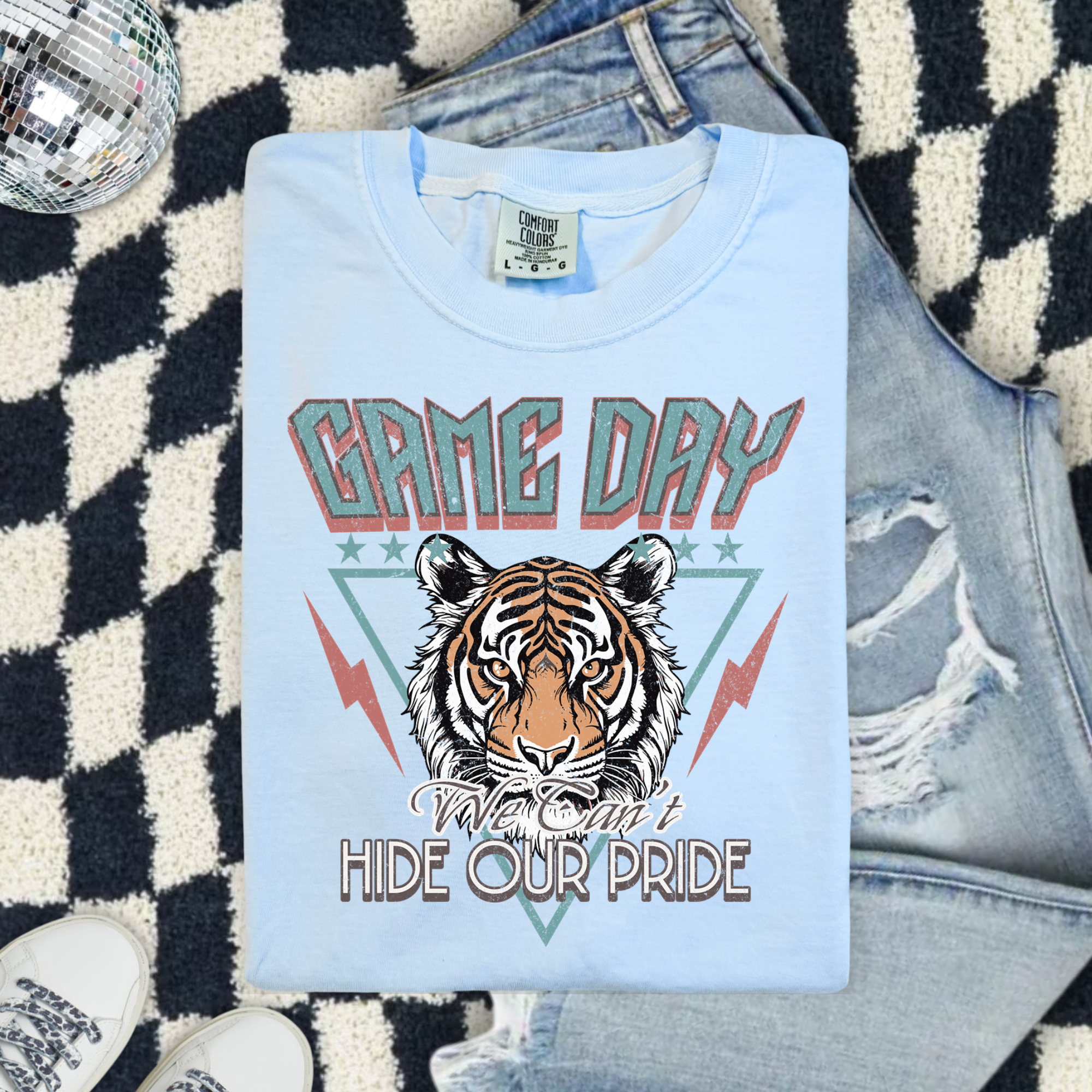 Game Day Tiger Comfort Colors T-Shirt — Vintage Athletic Graphic “Hide Our Pride”