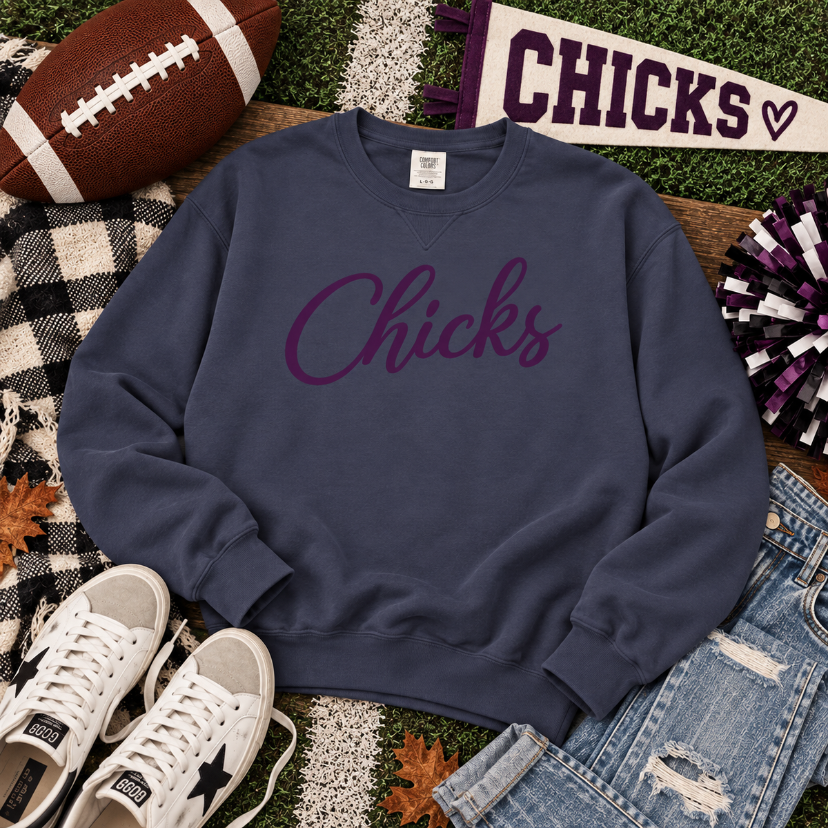 Chicks Script Crewneck Sweatshirt – Feminine Casual Pullover