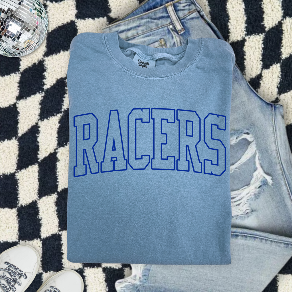 Racers Vintage College Tee — White Graphic T-Shirt