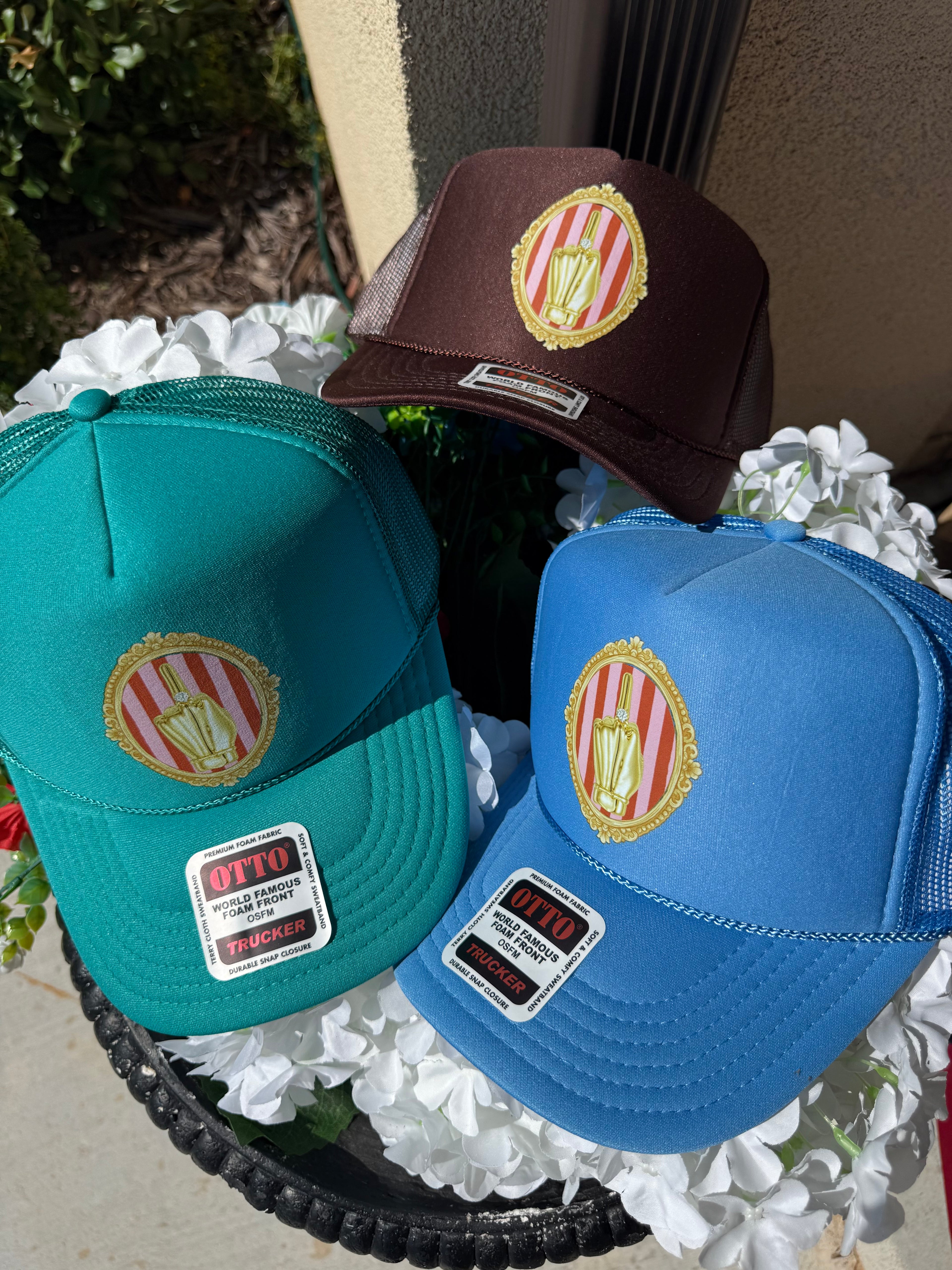 Olive & Bloom Original Gold Hand Foam Trucker Hat