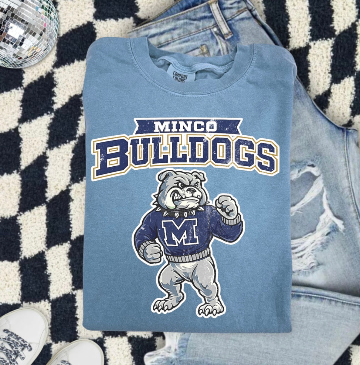 Bulldogs Mascot T-Shirt — Minco School Spirit Tee