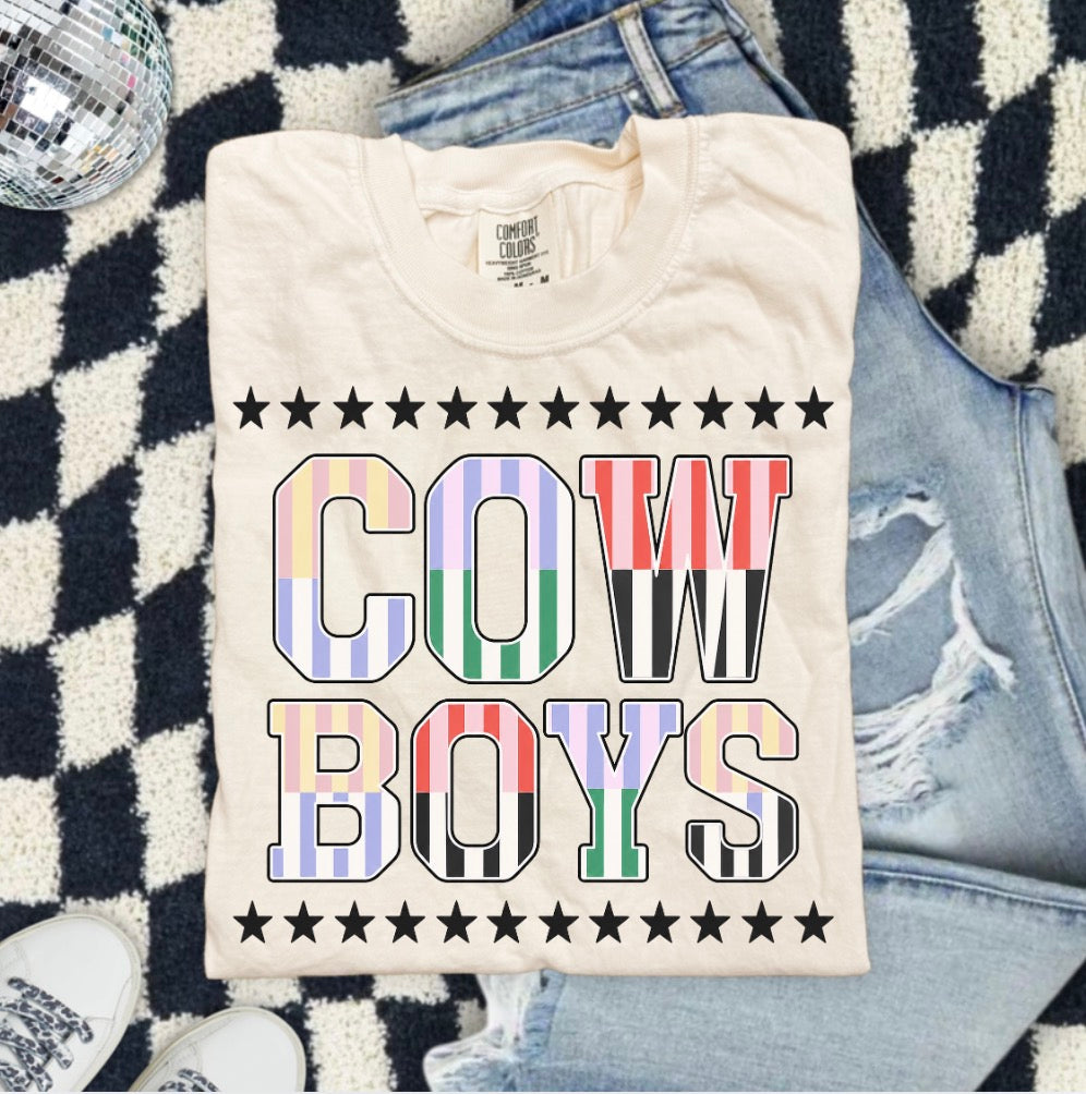 Cowboys Graphic T-Shirt — Vintage Western Stripe Design
