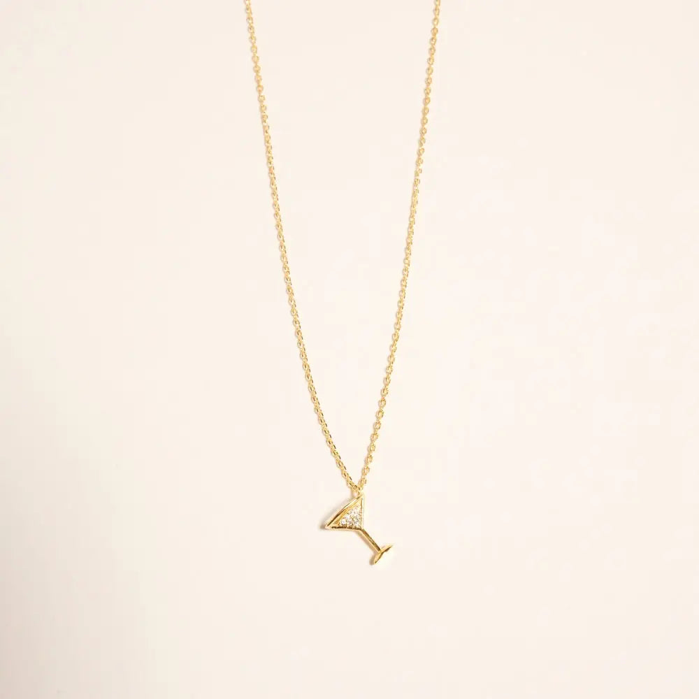 18K Gold Dipped Cocktail Glass Toast Necklace