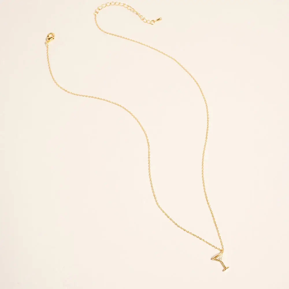 18K Gold Dipped Cocktail Glass Toast Necklace