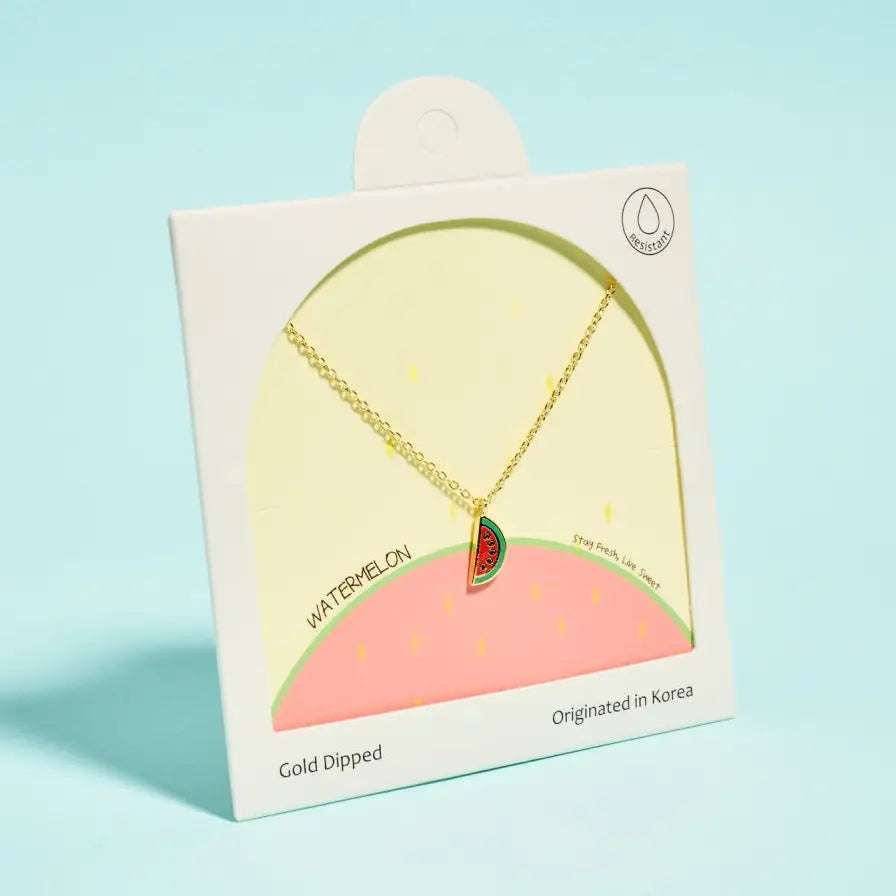 18K Gold Dipped Watermelon Melon Summer Necklace