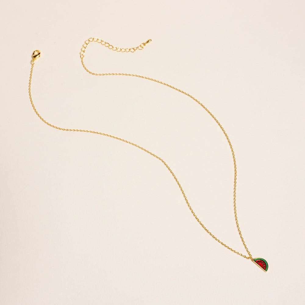 18K Gold Dipped Watermelon Melon Summer Necklace