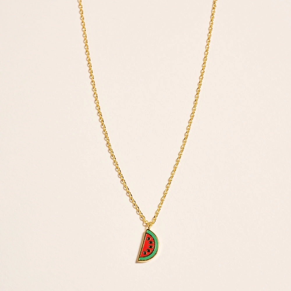 18K Gold Dipped Watermelon Melon Summer Necklace
