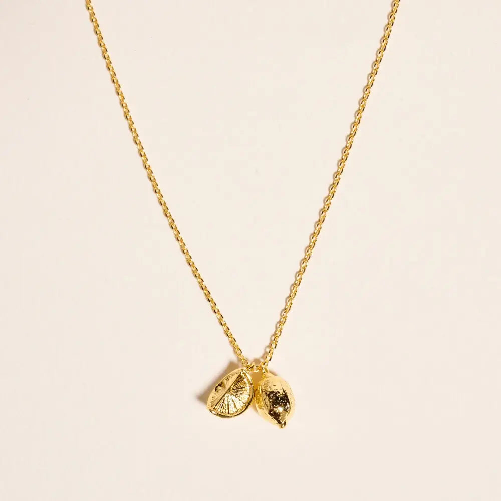 18K Gold Dipped Lemon Fruit Summer Necklace