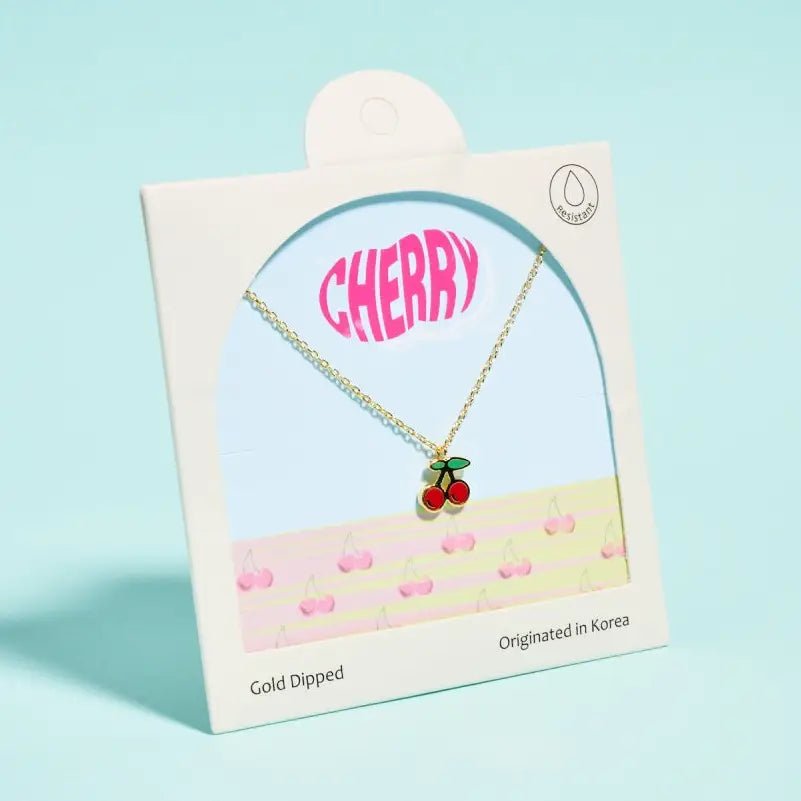 18K Gold Dipped Cherry Cherries Summer Necklace