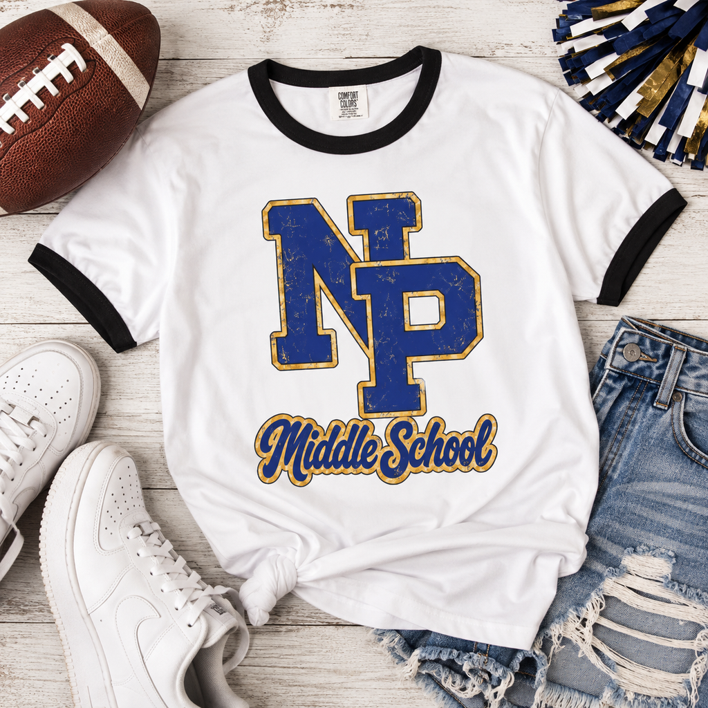 NP Middle School Ringer T-Shirt – School Spirit Tee
