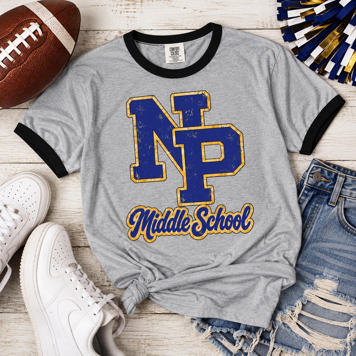 NP Middle School Ringer T-Shirt – School Spirit Tee