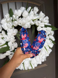 Patriotic Rhinestone Knotted Headband | USA Star Statement Headband | Red White & Blue Game Day Accessory