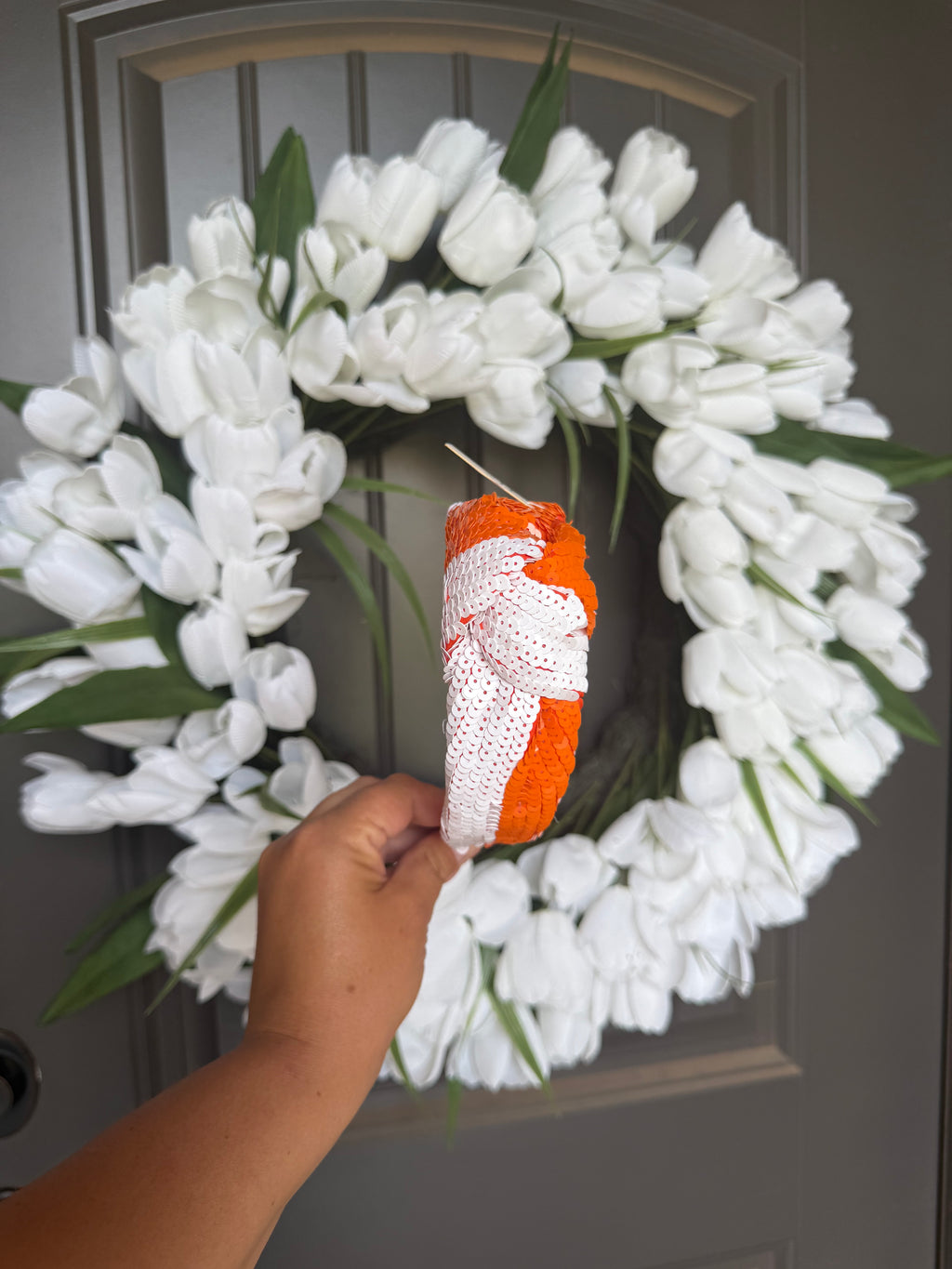 ✨SALE✨ Orange + White Sequin Knot Headband