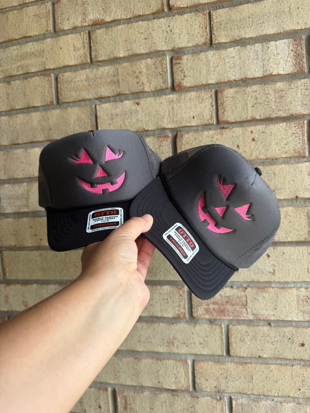 Jack O’Lantern Embroidered Trucker Hat | Halloween Hat