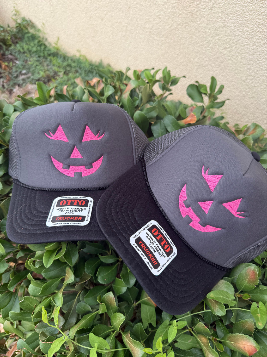 Jack O’Lantern Embroidered Trucker Hat | Halloween Hat