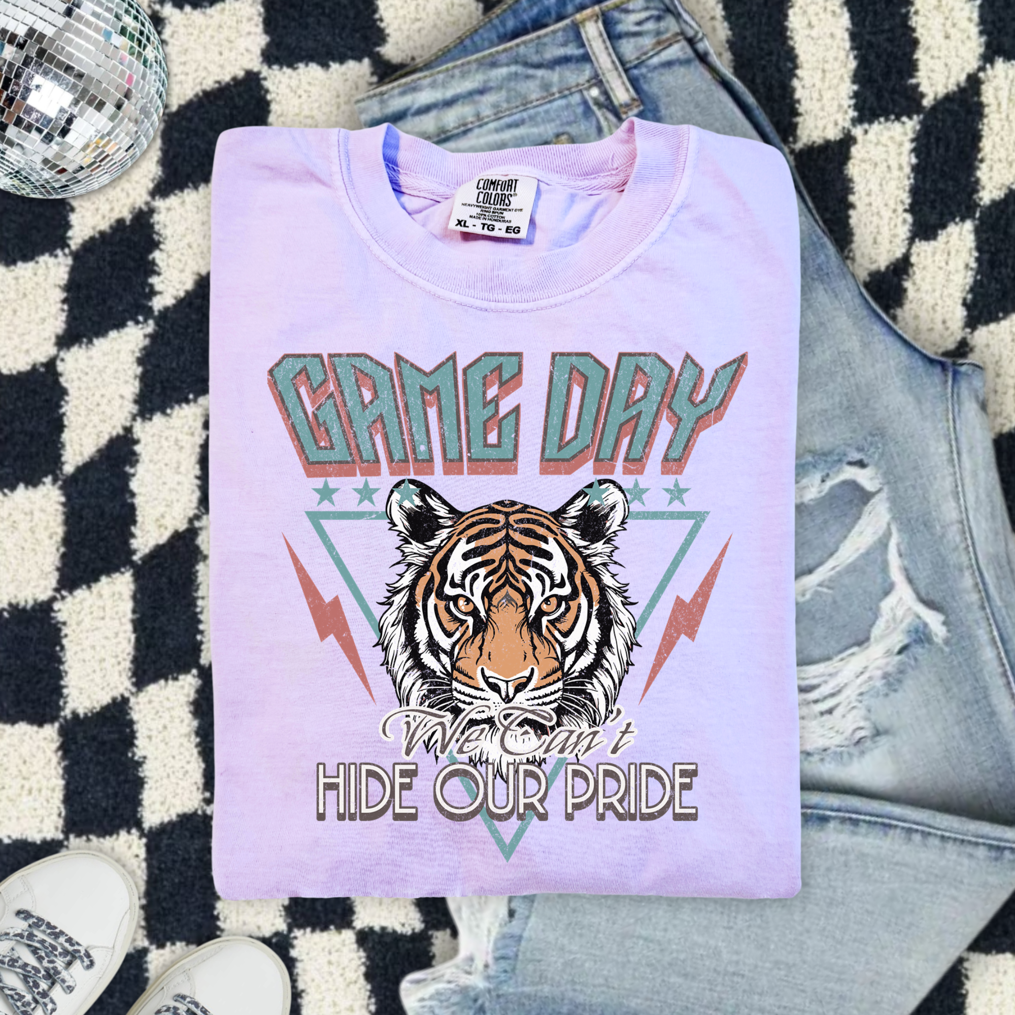 Game Day Tiger Comfort Colors T-Shirt — Vintage Athletic Graphic “Hide Our Pride”