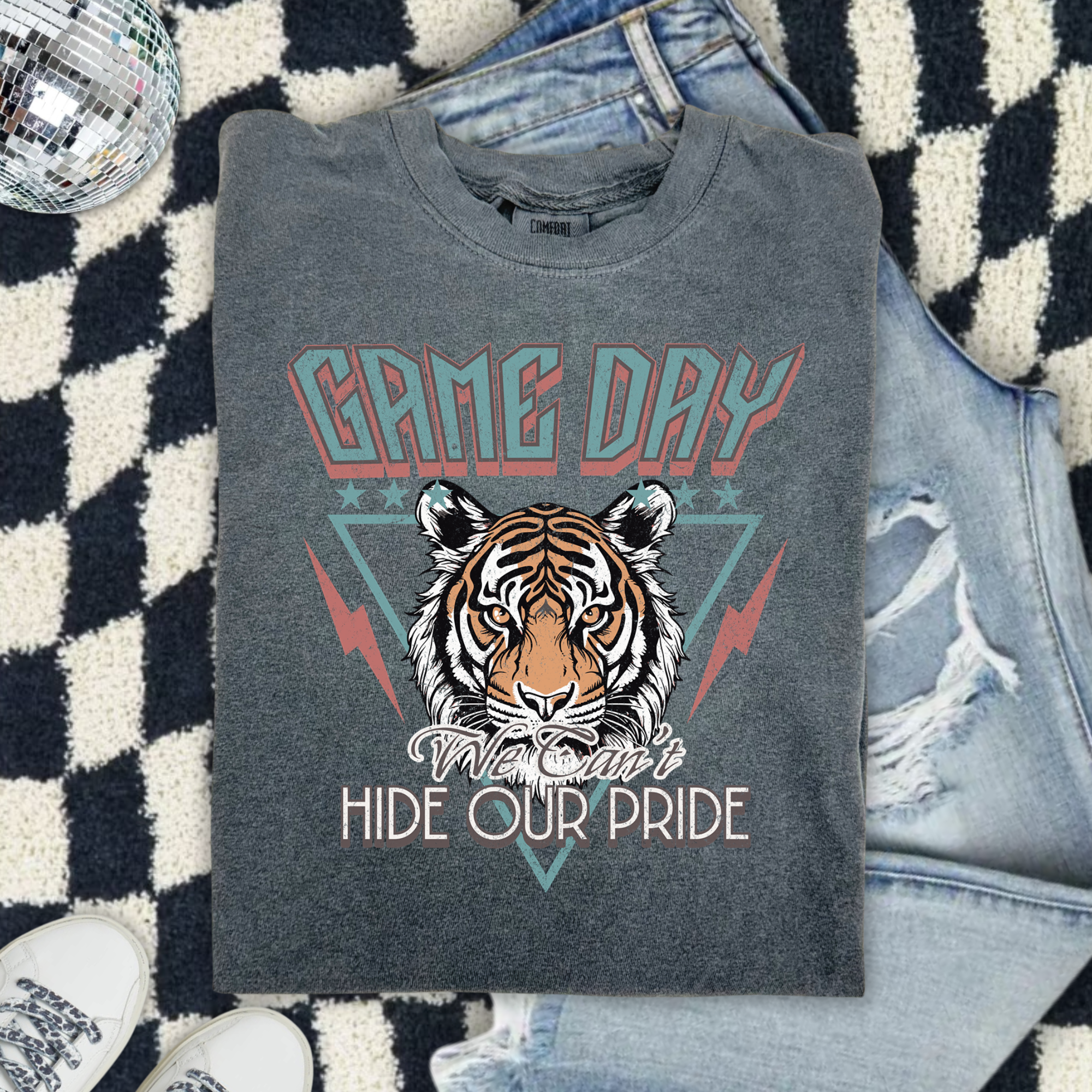 Game Day Tiger Comfort Colors T-Shirt — Vintage Athletic Graphic “Hide Our Pride”