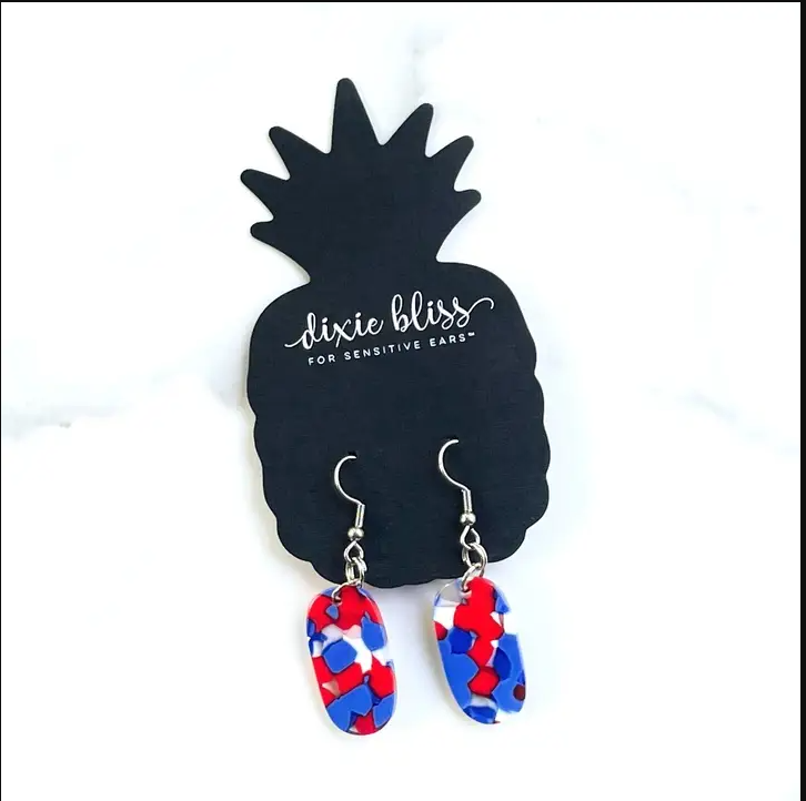 American Dream Patriotic Dangle Earrings | Red White & Blue Acrylic Earrings | Fourth of July Earrings | Americana Jewelry