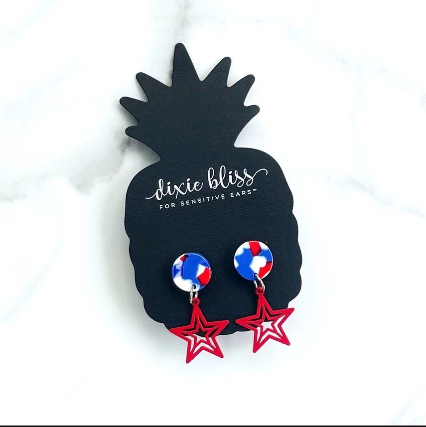 Star of the Show Patriotic Earrings | Red Star Dangle Earrings | Fourth of July Jewelry | Americana Earrings