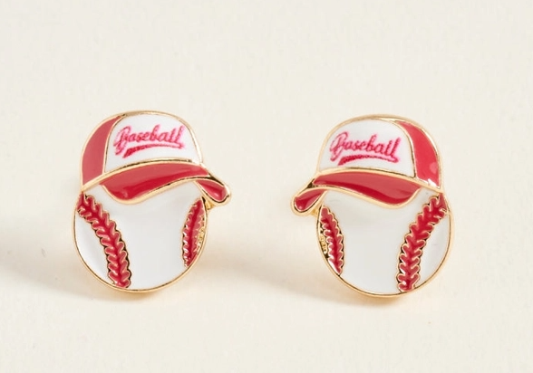 Baseball Hat Enamel Earrings | Baseball Stud Earrings | Game Day Jewelry | Sports Mom Accessories