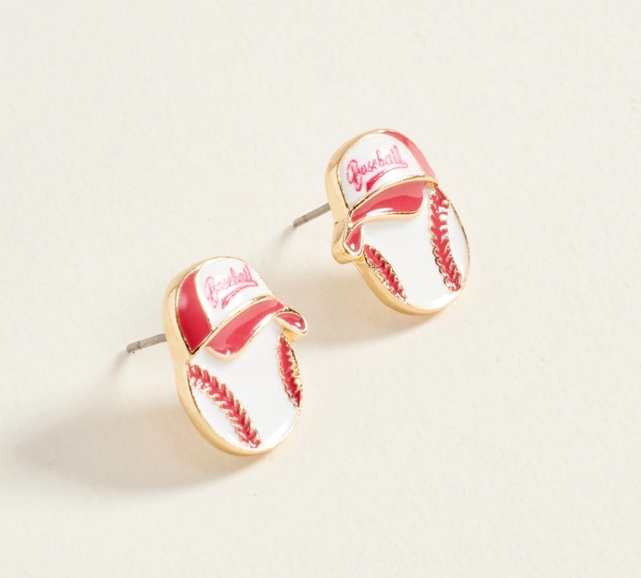 Baseball Hat Enamel Earrings | Baseball Stud Earrings | Game Day Jewelry | Sports Mom Accessories