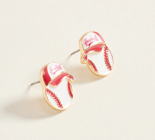 Baseball Hat Enamel Earrings | Baseball Stud Earrings | Game Day Jewelry | Sports Mom Accessories