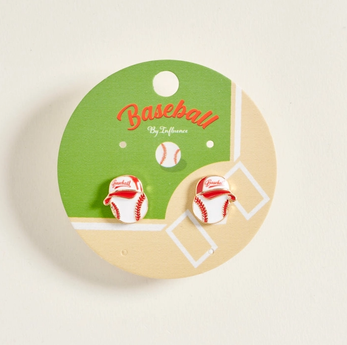 Baseball Hat Enamel Earrings | Baseball Stud Earrings | Game Day Jewelry | Sports Mom Accessories